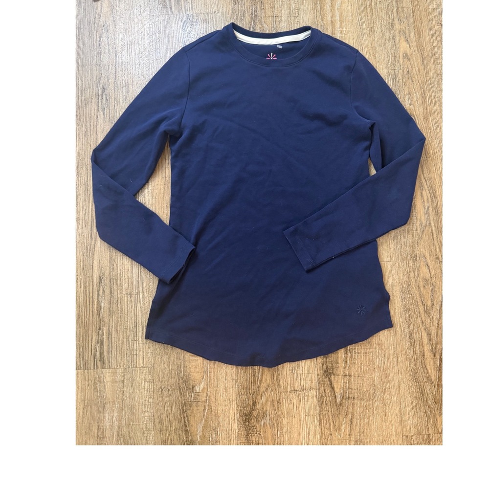 Isaac‎ Mizrahi Live Essentials Navy Blue Pima Cotton Long Sleeve Top XXS